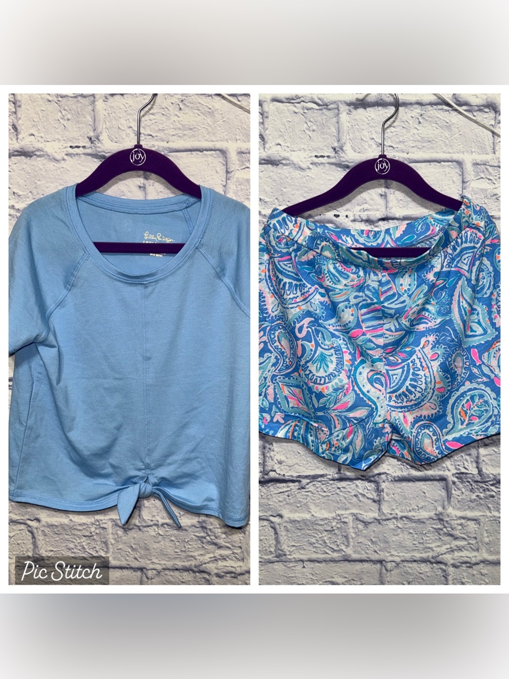 Lilly Pulitzer Girls Luxletic L 8-10 Light Blue Top + Blue Print Shorts